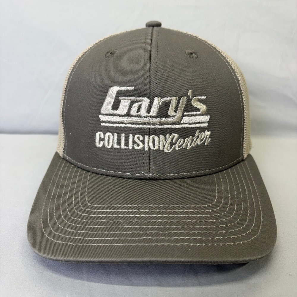 Outdoor Cap Trucker Hat Garys Collision Center Mens OSFM Olive Mesh Snapback